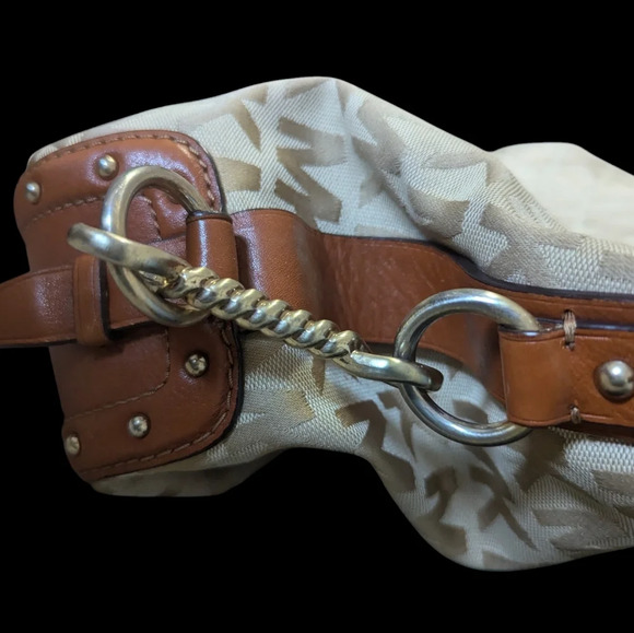 Michael Kors Large Signature Canvas  and Leather Studded Hobo Bag - Picture 6 of 16